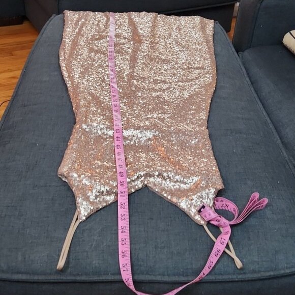 Jenny Yoo "Jules" Rose Gold Sequin Maxi Gown Sz4 - Picture 6 of 13